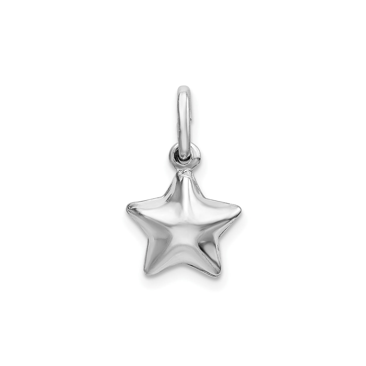Sterling Silver Star Charm Pendant with Polished Five Point Design, Celestial Jewelry for Women or Unisex Wear