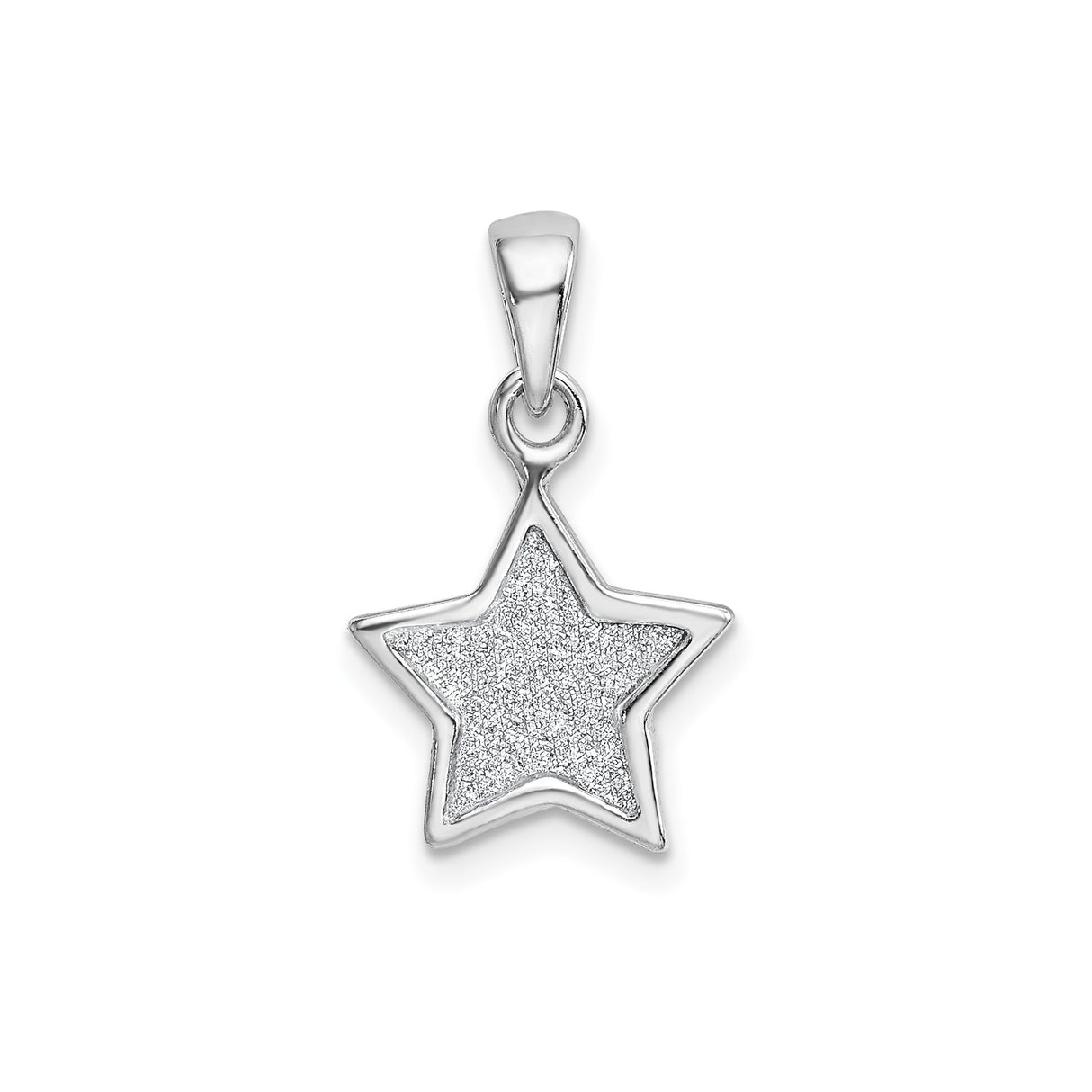 Sterling Silver Star Pendant with Textured Glitter Finish, Symbol of Hope and Guidance for Women or Girls