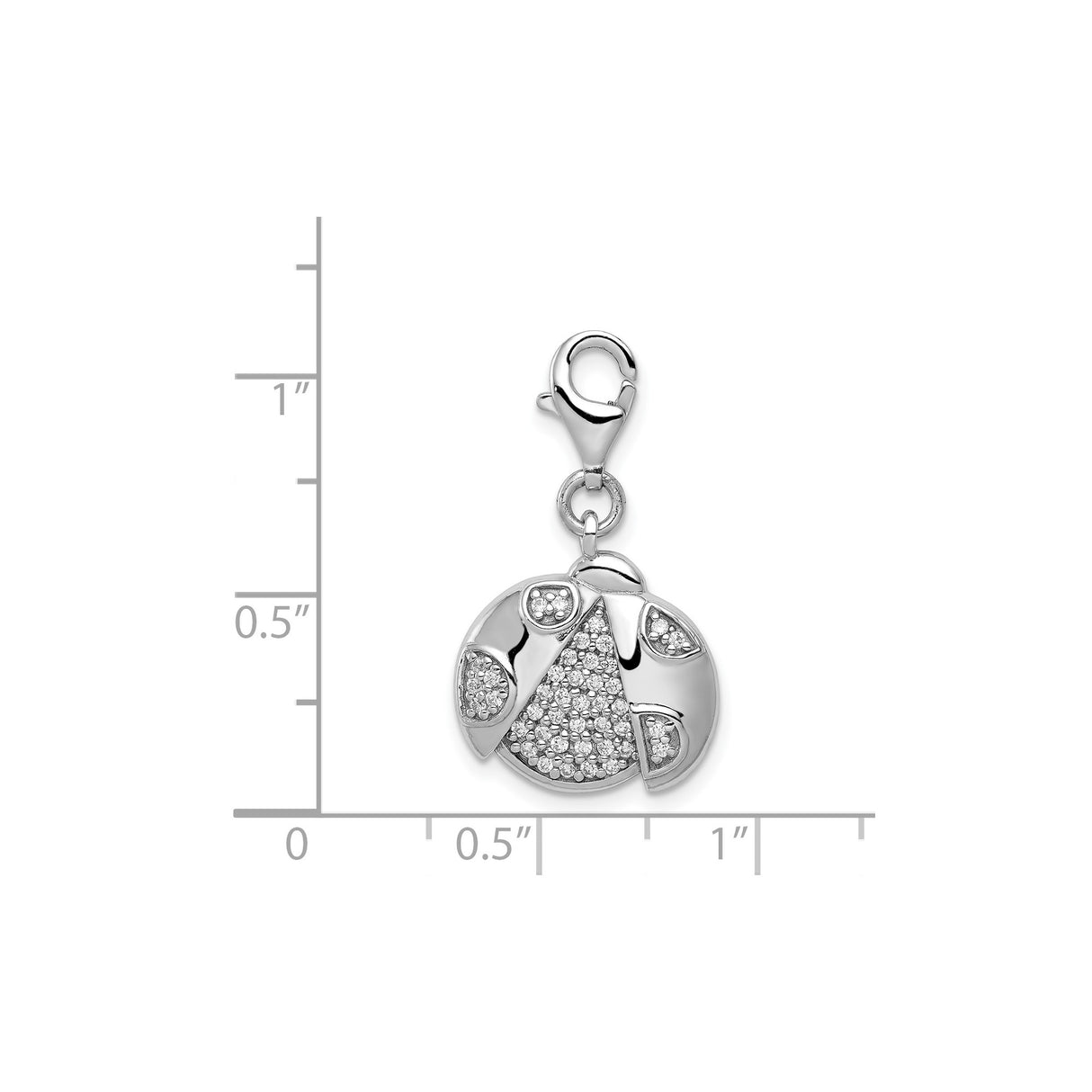 Sterling Silver Ladybug Charm with Cubic Zirconia, Nature-Inspired Symbol of Protection and Luck