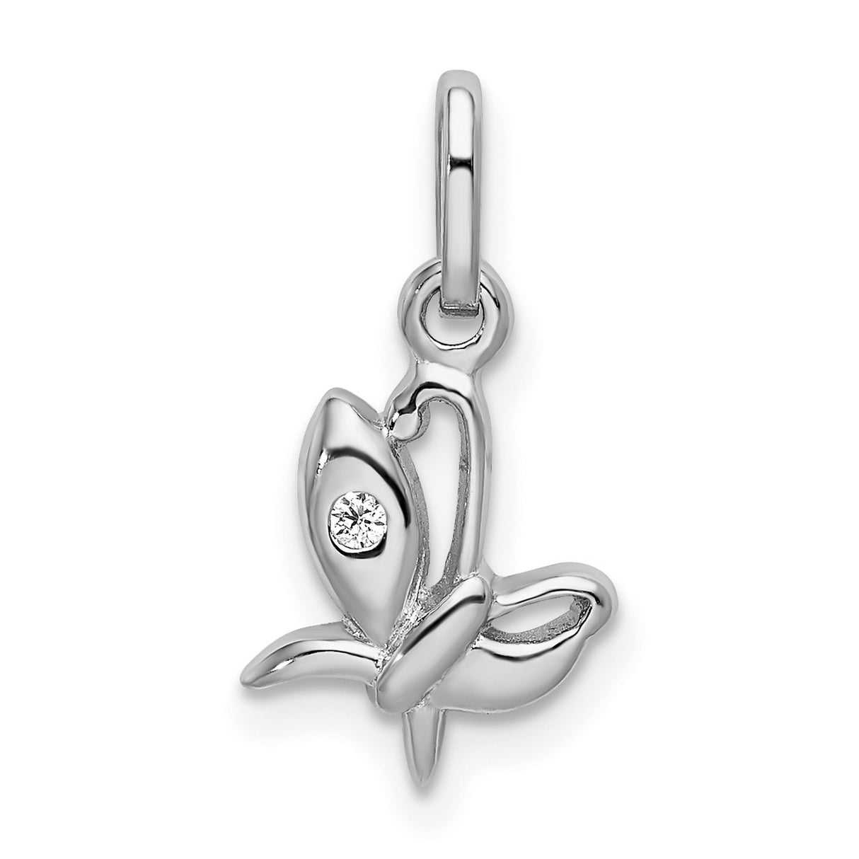 Sterling Silver Lotus Pendant with Cubic Zirconia, Yoga and Meditation Inspired Charm for Women