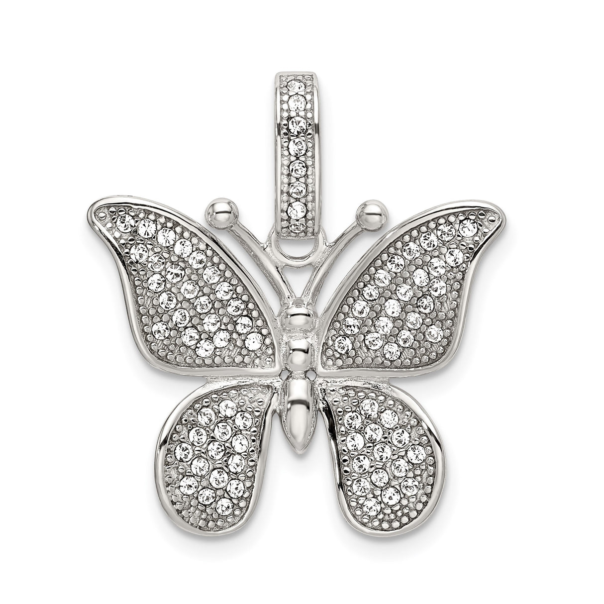 Sterling Silver Butterfly Pendant with Cubic Zirconia, Nature-Inspired Jewelry for Women
