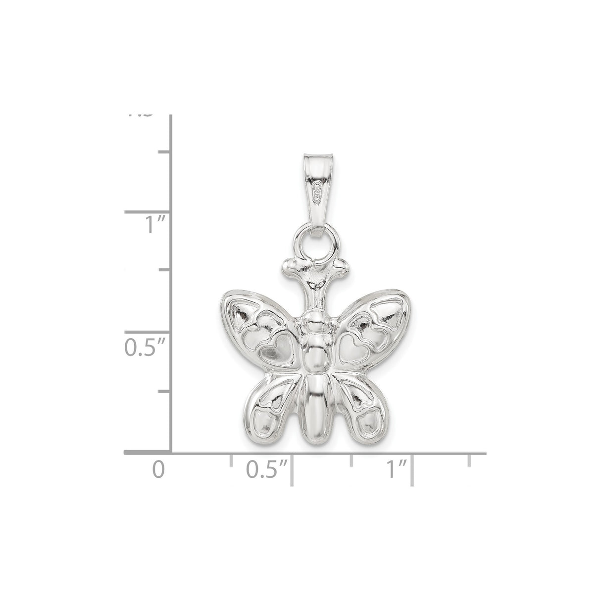 Sterling Silver Butterfly Pendant with Heart-Shaped Wings, Nature-Inspired Transformation Theme