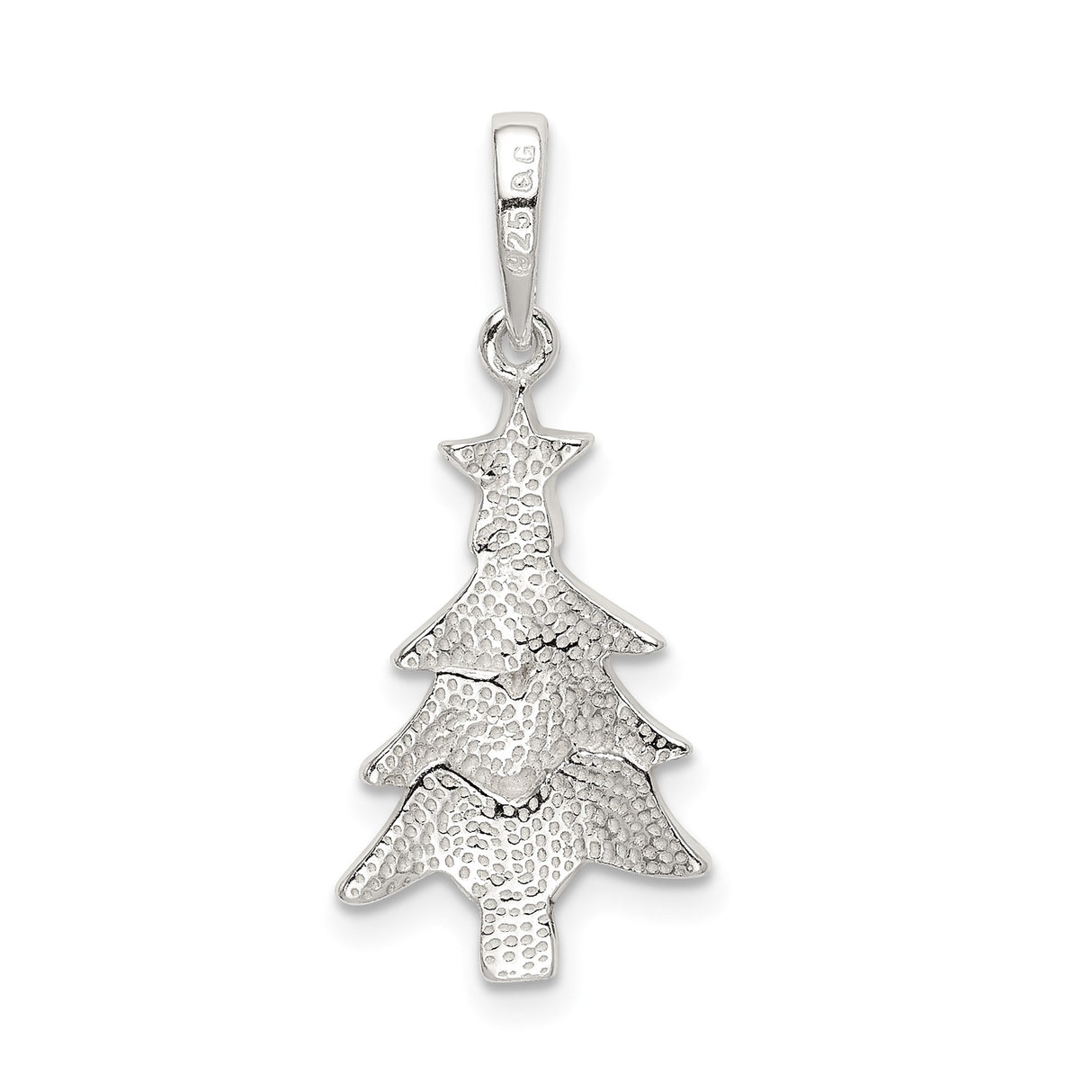 Sterling Silver Christmas Tree Pendant with Red and Green Accents, Holiday Charm