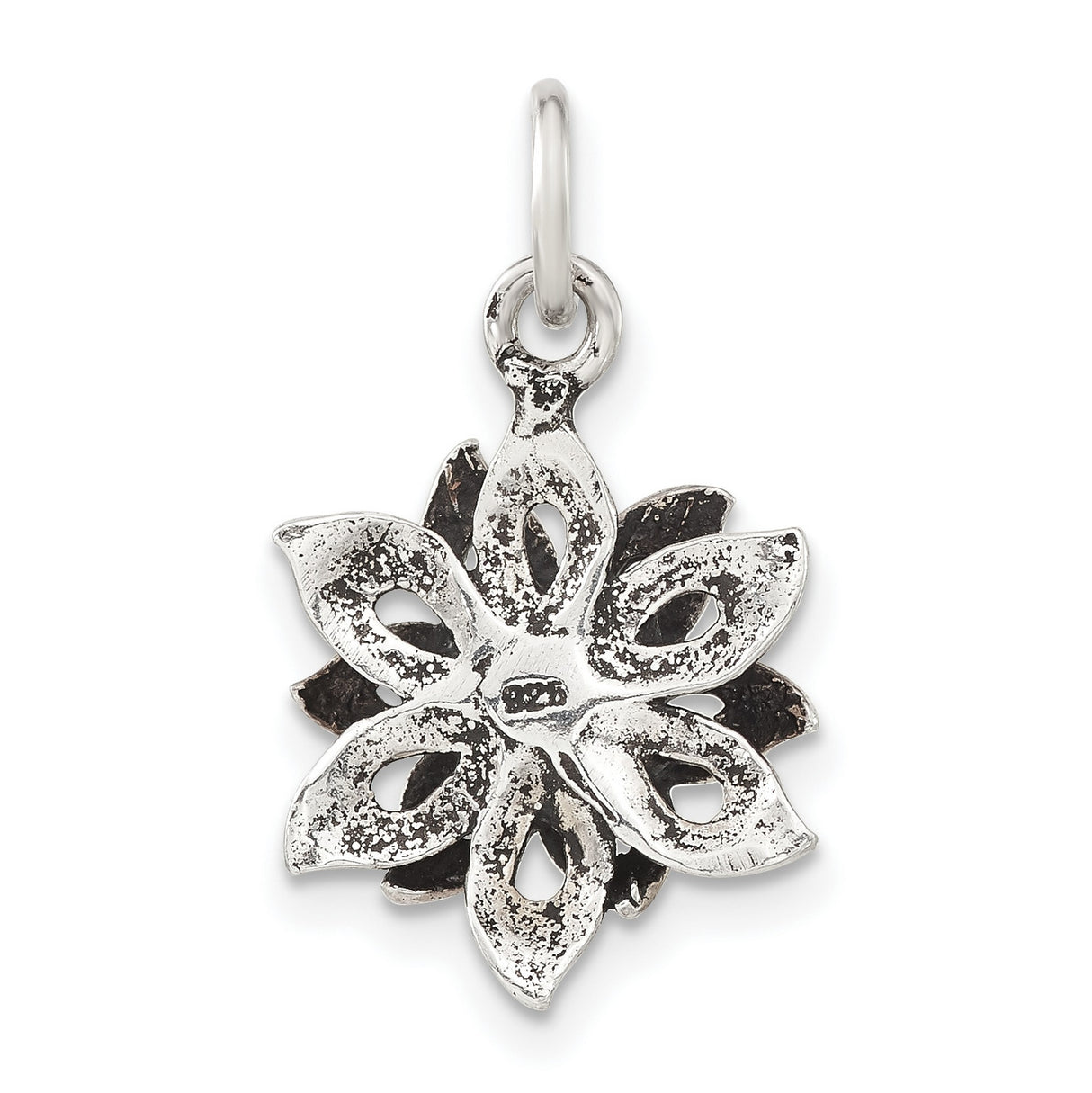 Sterling Silver Pendant with Edelweiss Alpine Flower, Floral Detailing, Folk-Inspired Jewelry for Women