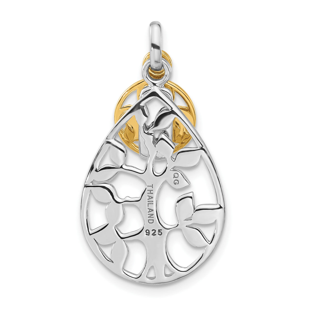 Sterling Silver Tree of Life Pendant with Celtic Openwork and Gold Shamrock Charm