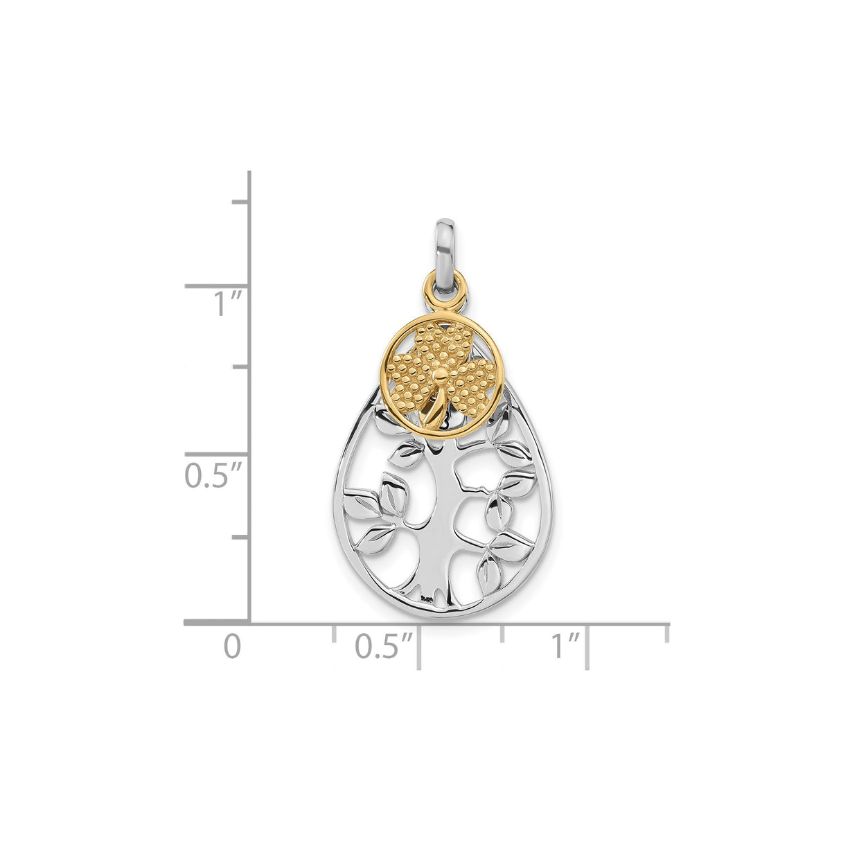 Sterling Silver Tree of Life Pendant with Celtic Openwork and Gold Shamrock Charm