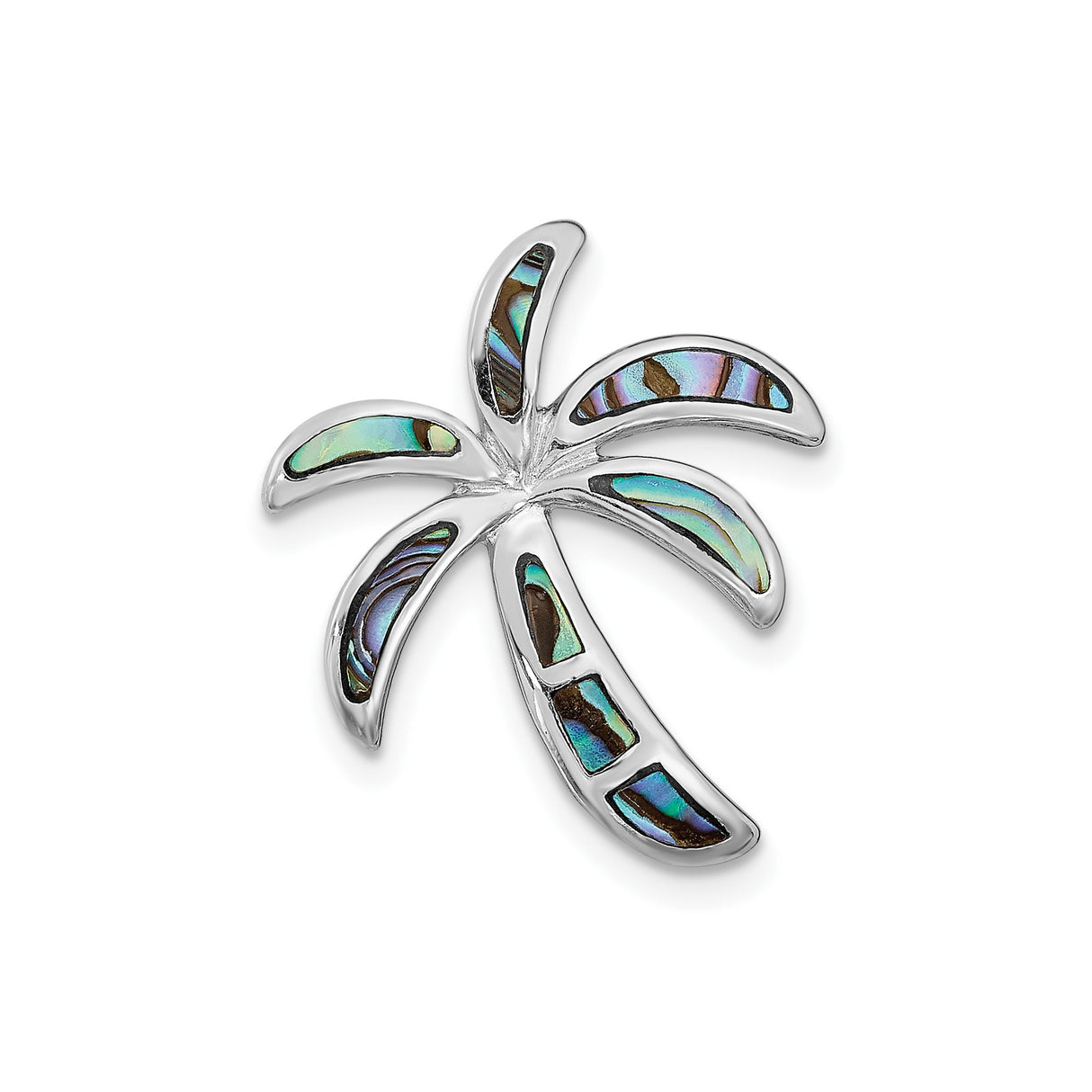 Sterling Silver Palm Tree Pendant with Abalone Shell Inlay, Tropical Beach Theme Jewelry