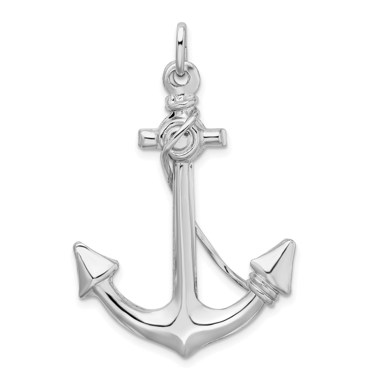 Sterling Silver Anchor Pendant with Rope Detail, Nautical Christian Symbol for Women or Unisex