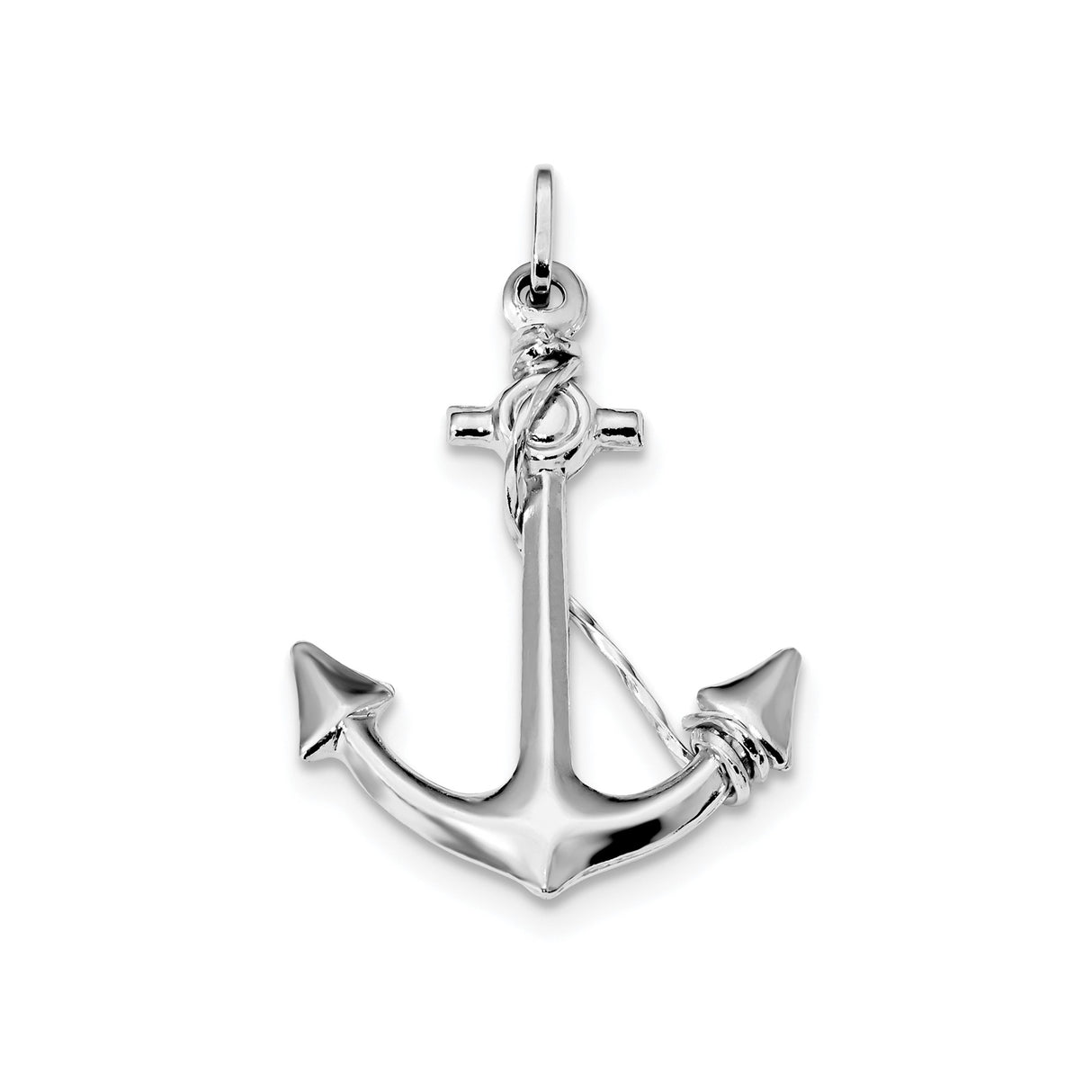 Sterling Silver Anchor Pendant with Rope Detail, Nautical Christian Symbol for Women or Unisex