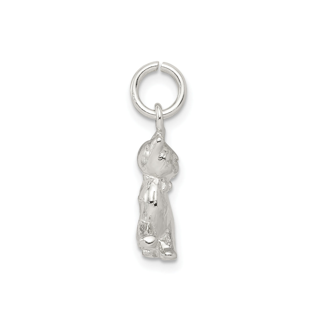Sterling Silver Cat Charm Pendant with Bowtie, Sitting Feline Design for Women or Girls