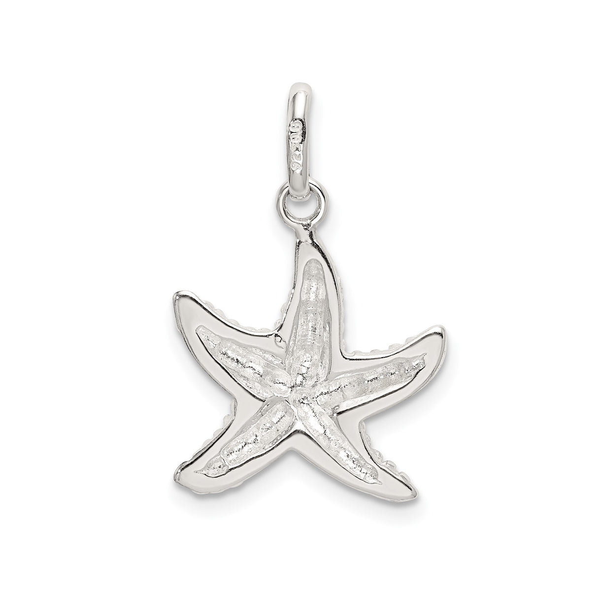 Sterling Silver Starfish Pendant with Textured Ocean Charm, Nautical Coastal Design for Women