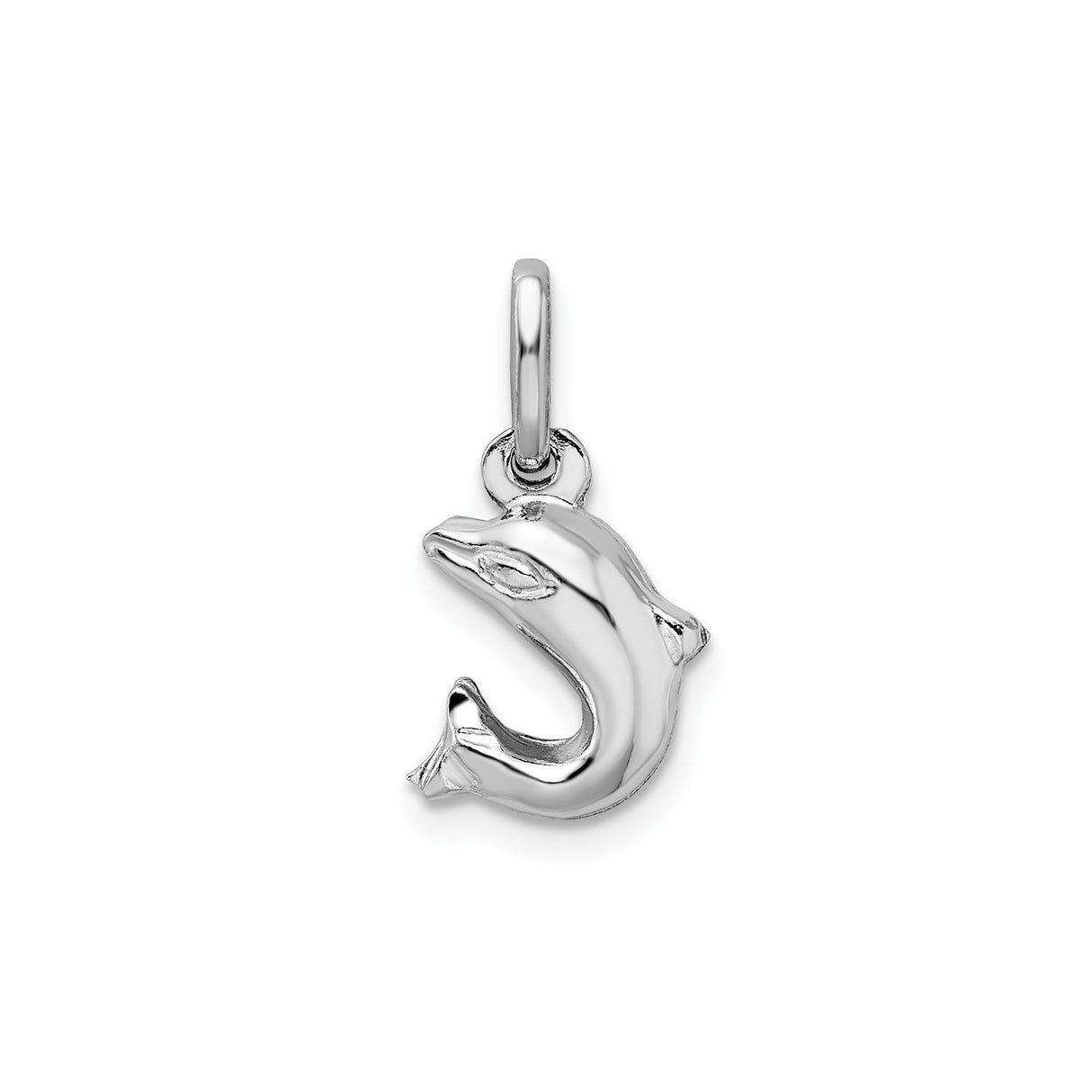 Sterling Silver Dolphin Pendant Charm, Sleek Curved Ocean Animal Design, Nautical Jewelry