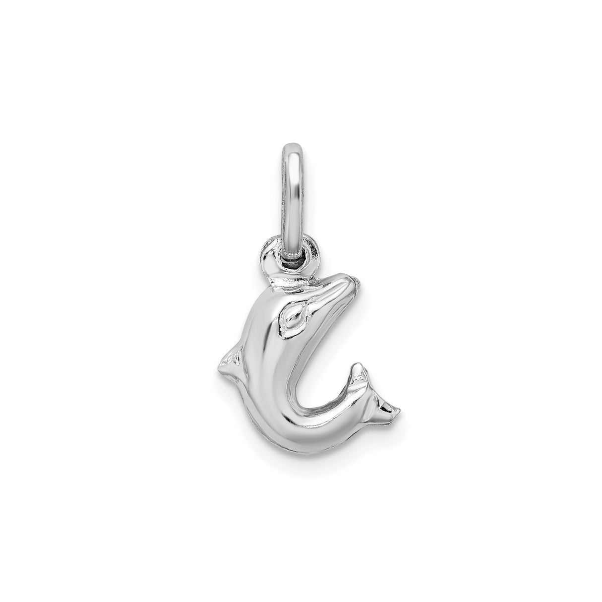 Sterling Silver Dolphin Pendant Charm, Sleek Curved Ocean Animal Design, Nautical Jewelry
