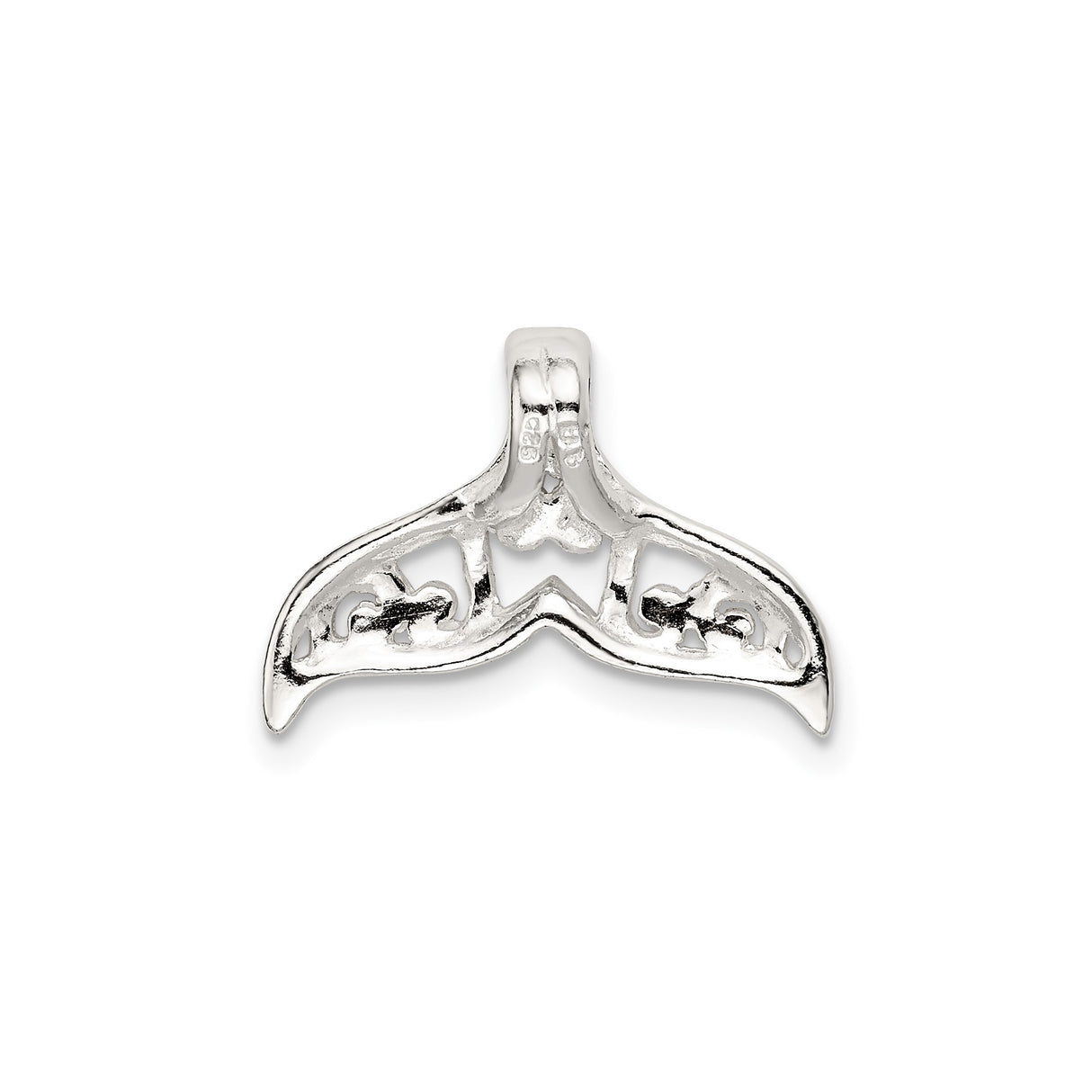 Sterling Silver Whale Tail Pendant with Ornate Filigree Design, Nautical Beach Jewelry for Women