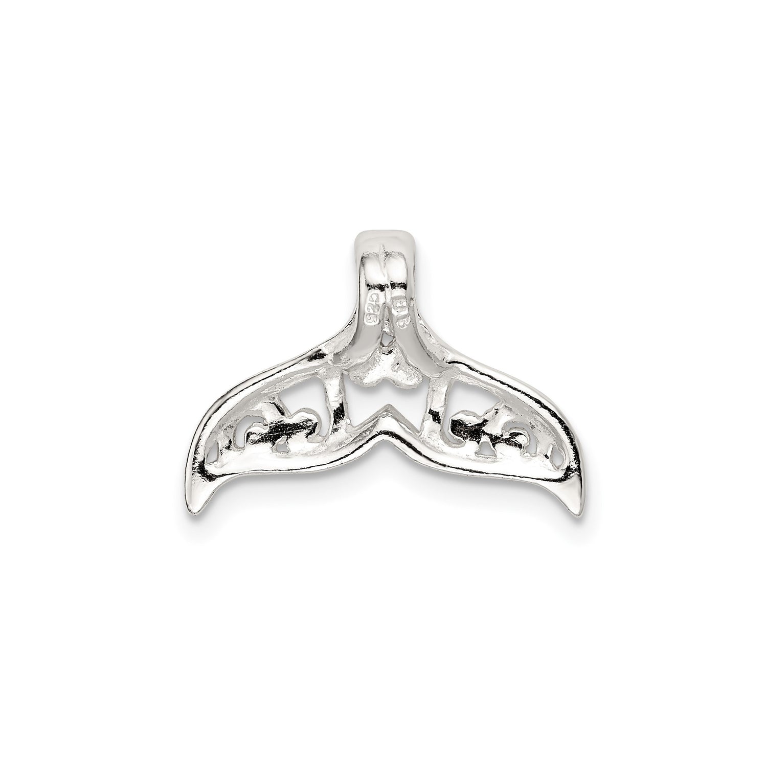 Sterling Silver Whale Tail Pendant with Ornate Filigree Design, Nautical Beach Jewelry for Women