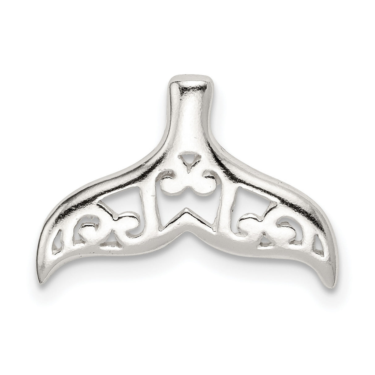 Sterling Silver Whale Tail Pendant with Ornate Filigree Design, Nautical Beach Jewelry for Women