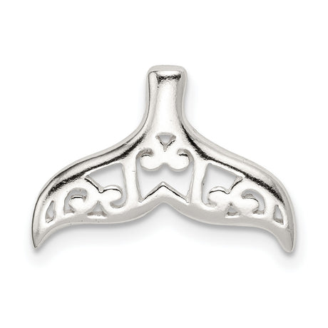 Sterling Silver Whale Tail Pendant with Ornate Filigree Design, Nautical Beach Jewelry for Women