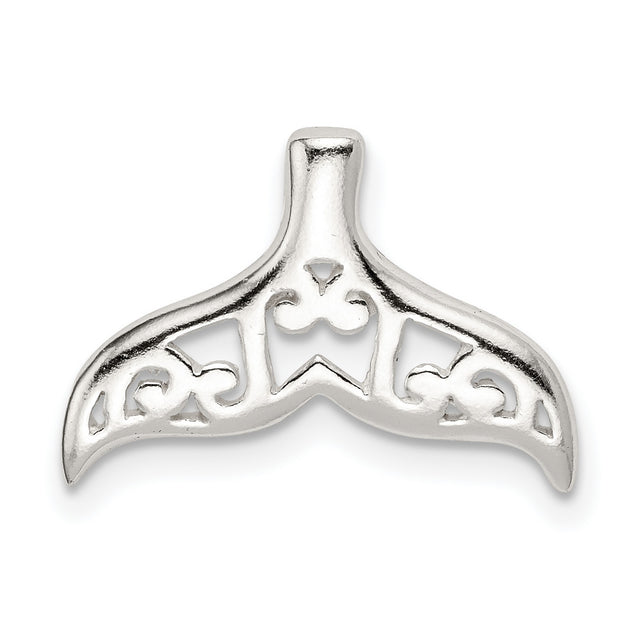 Sterling Silver Whale Tail Pendant with Ornate Filigree Design, Nautical Beach Jewelry for Women