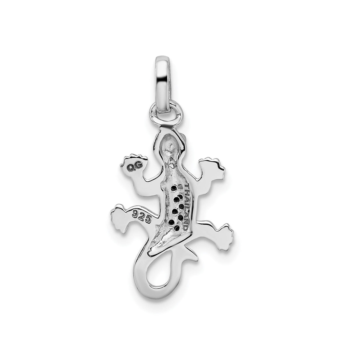 Sterling Silver Lizard Pendant with Cubic Zirconia, Spiritual Gecko Jewelry for Nature Lovers