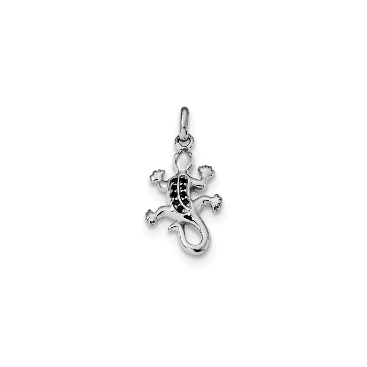 Sterling Silver Lizard Pendant with Cubic Zirconia, Spiritual Gecko Jewelry for Nature Lovers