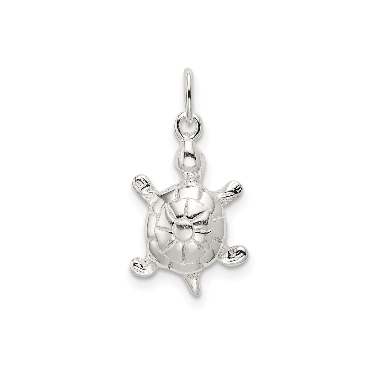 Sterling Silver Turtle Pendant with Sunburst Shell Design, Ocean-Inspired Symbolic Jewelry