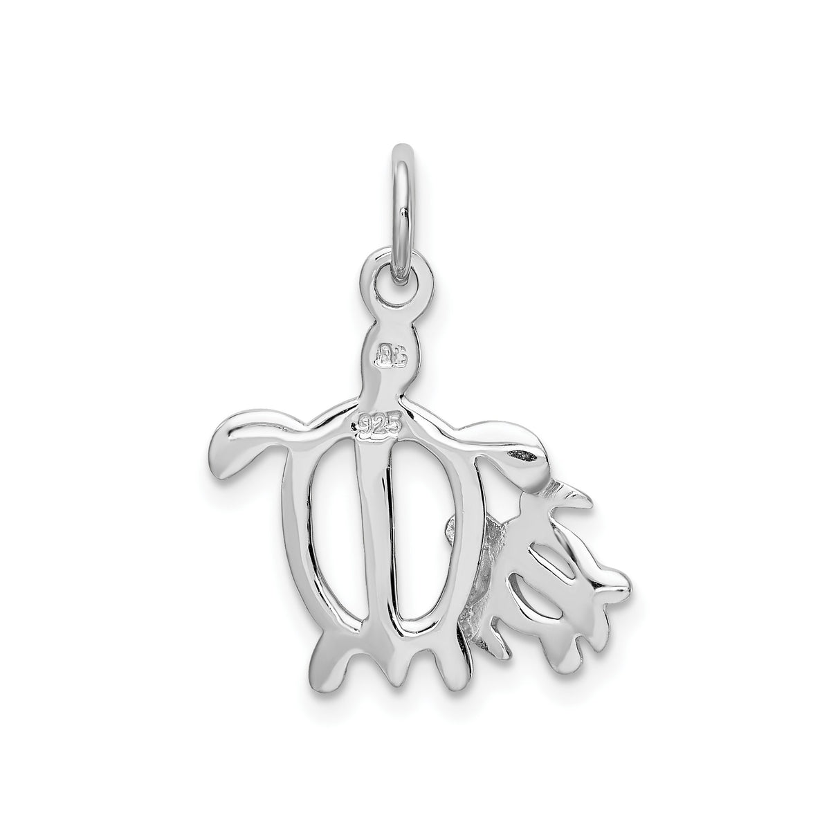 Sterling Silver Turtle Pendant with Mother and Baby Design, Ocean Life Theme Charm