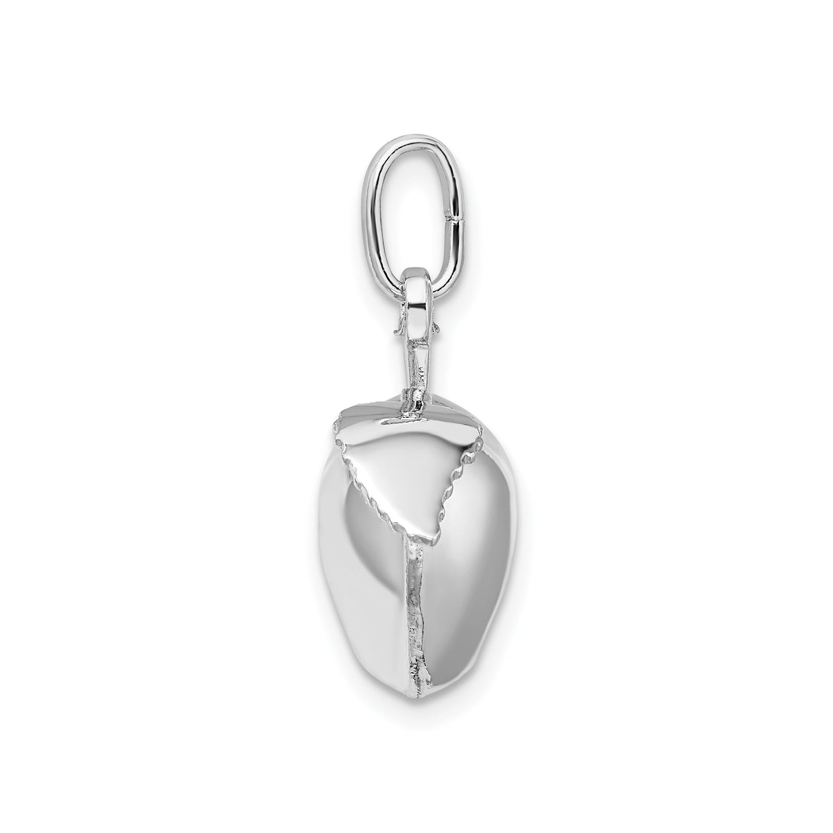 Sterling Silver Apple Shaped Pendant with Detailed Leaf Design, Symbolic Wellness Charm