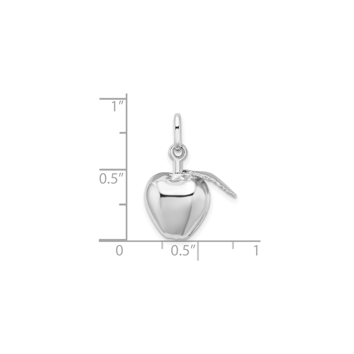 Sterling Silver Apple Shaped Pendant with Detailed Leaf Design, Symbolic Wellness Charm
