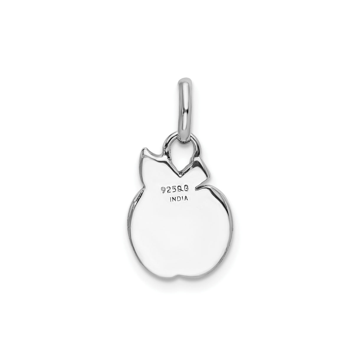 Sterling Silver Apple Charm Pendant with Textured Leaf and Stem Design for Women