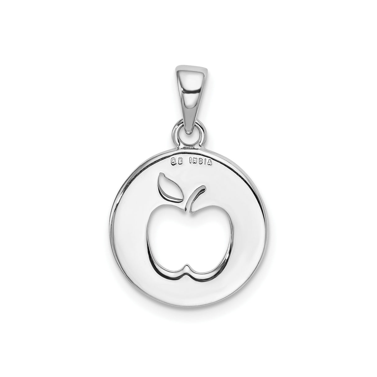 Sterling Silver Apple Pendant, Textured Circular Apple Design, Unisex Minimalist Jewelry