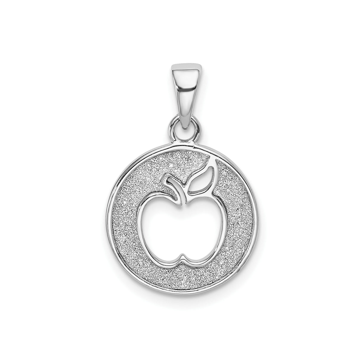 Sterling Silver Apple Pendant, Textured Circular Apple Design, Unisex Minimalist Jewelry