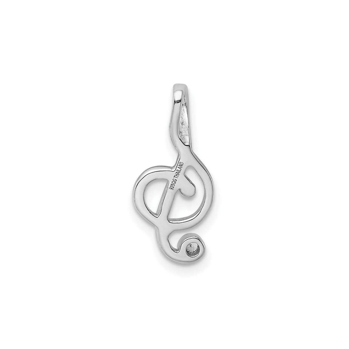 Sterling Silver Treble Clef Pendant with Cubic Zirconia, Music Note Charm Jewelry