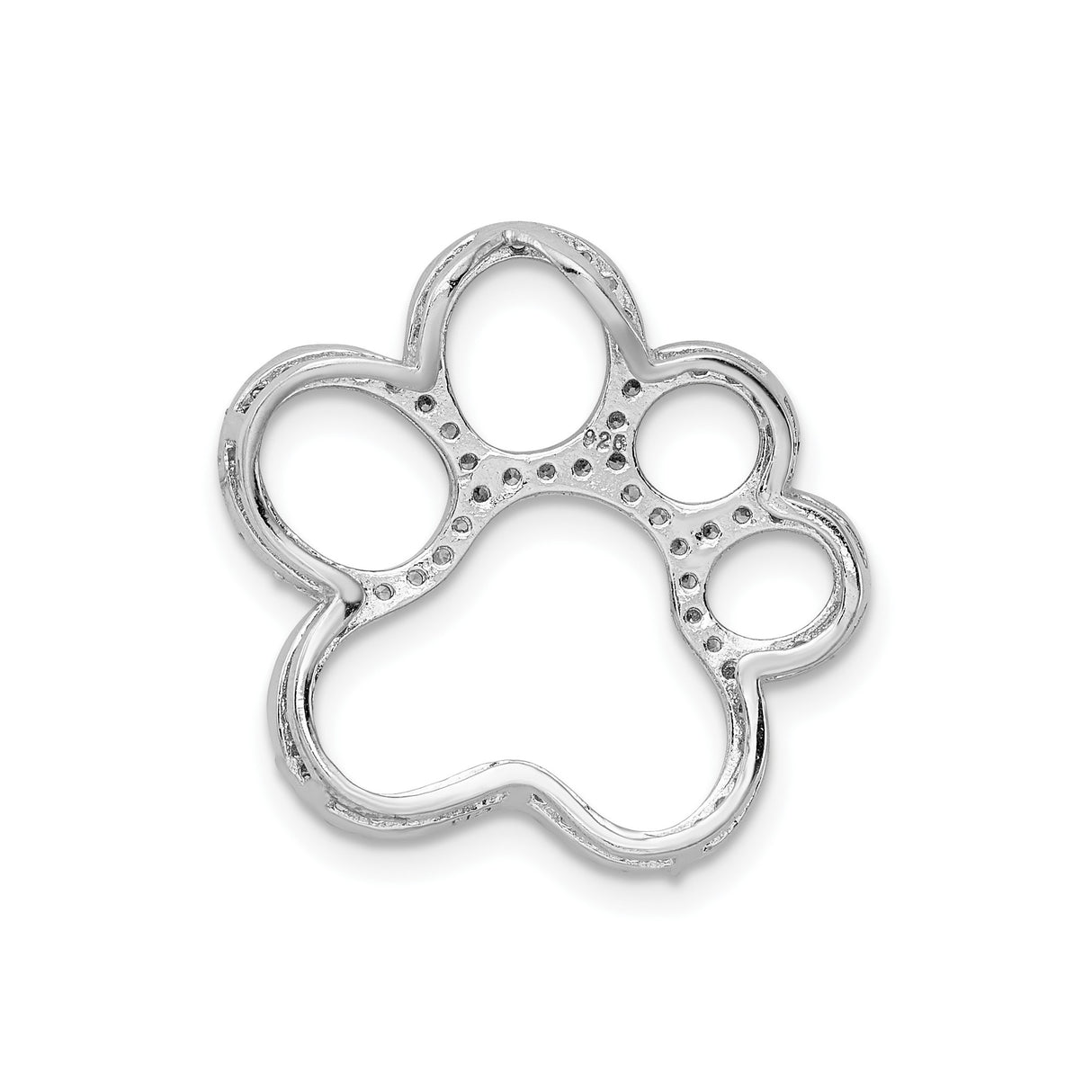 Sterling Silver Paw Print Pendant with Cubic Zirconia, Pet Memorial Charm for Unisex Wear