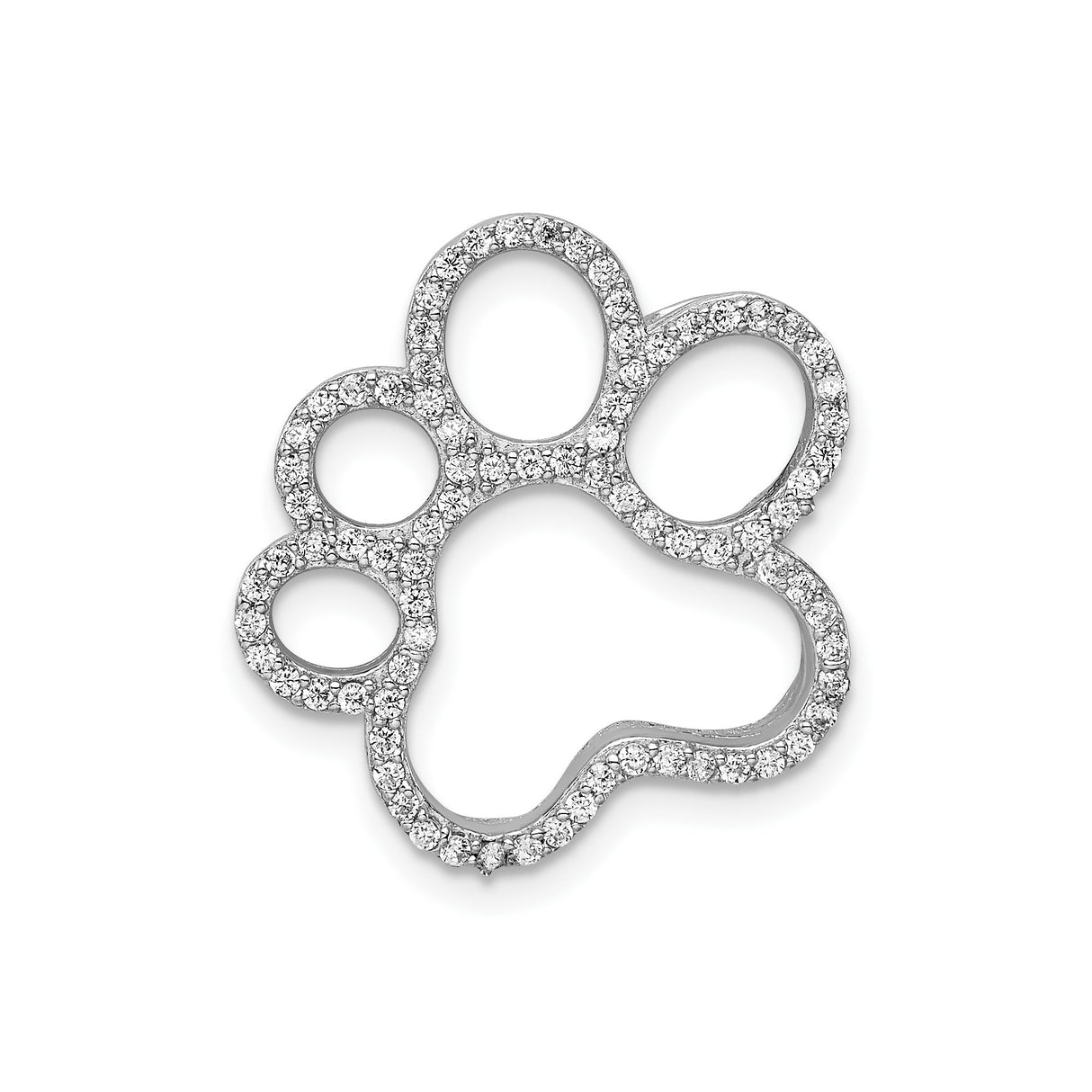 Sterling Silver Paw Print Pendant with Cubic Zirconia, Pet Memorial Charm for Unisex Wear