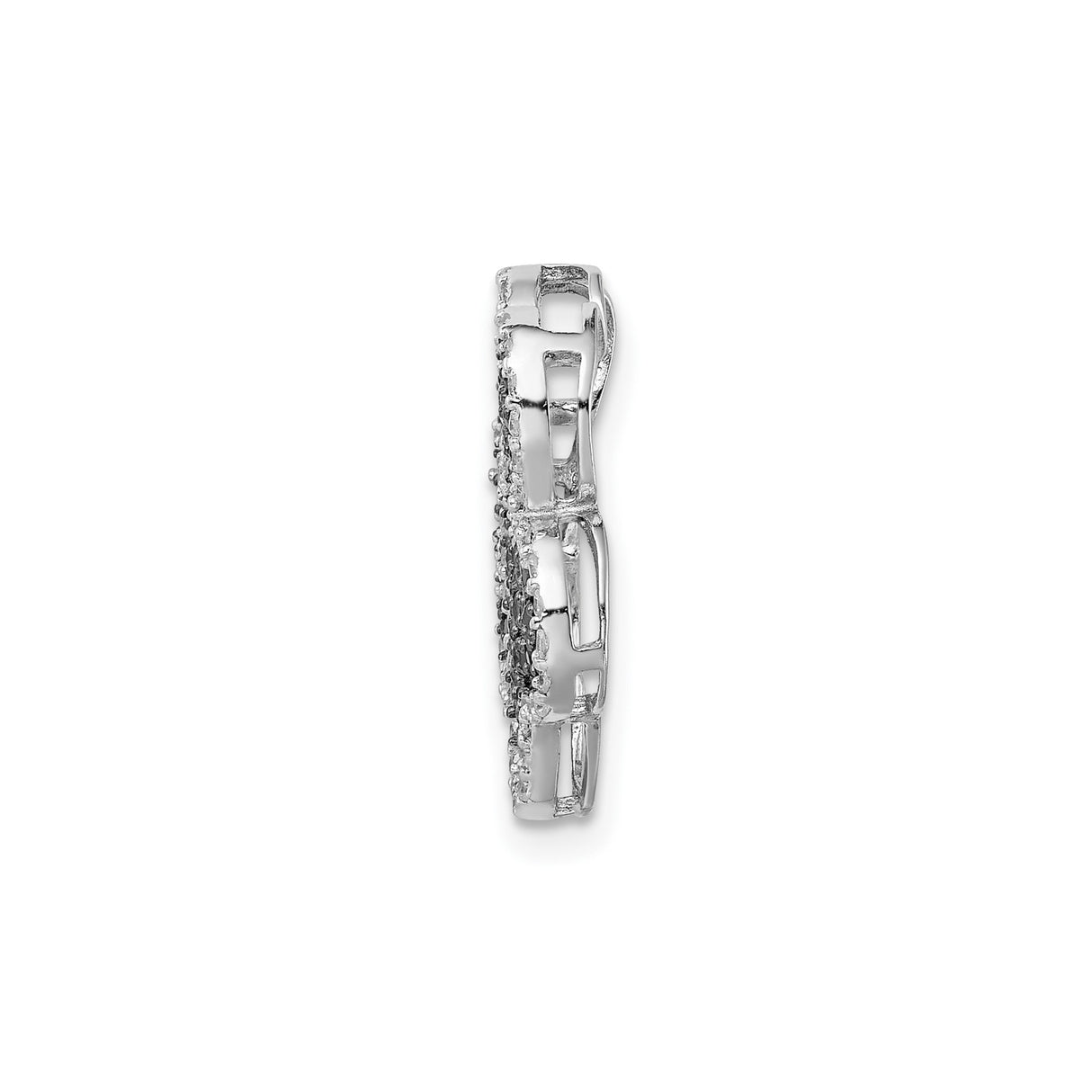 Sterling Silver Paw Pendant with Black and White Cubic Zirconia, Pet Memorial Jewelry