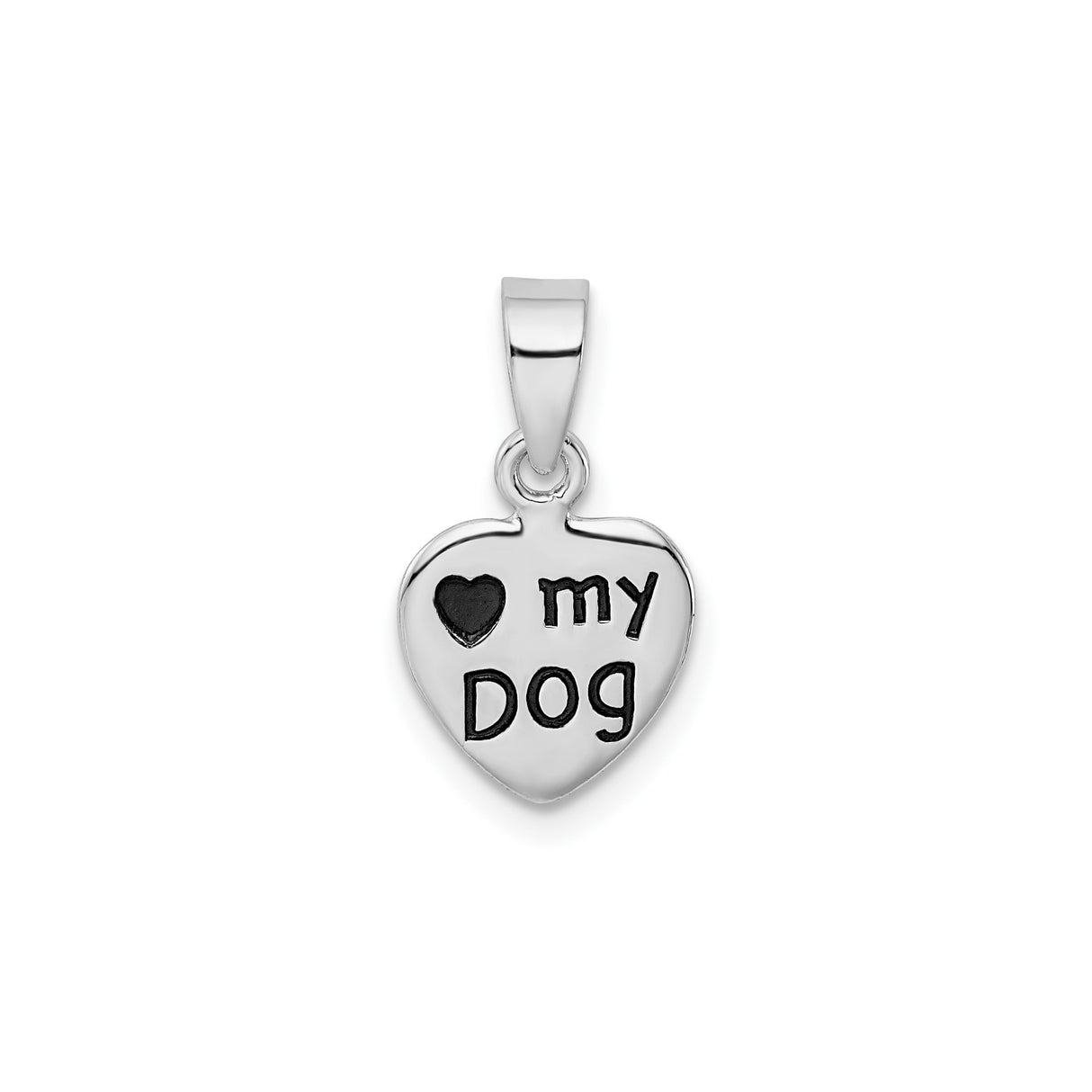 Sterling Silver Heart Pendant with Love My Dog Engraving, Dog Lover Keepsake Charm