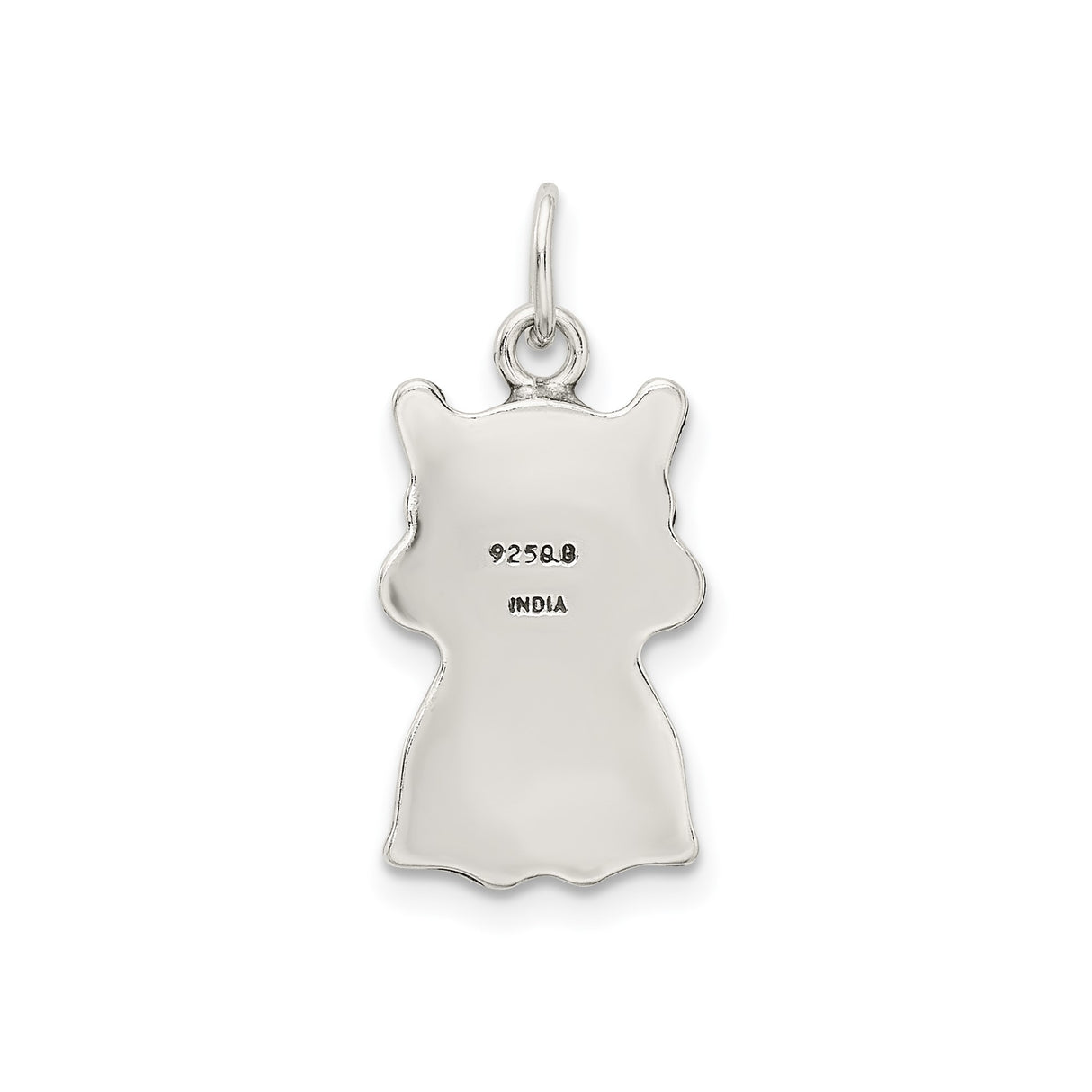 Sterling Silver Cat Pendant Charm with Whimsical Feline Design and Detailed Animal Motif