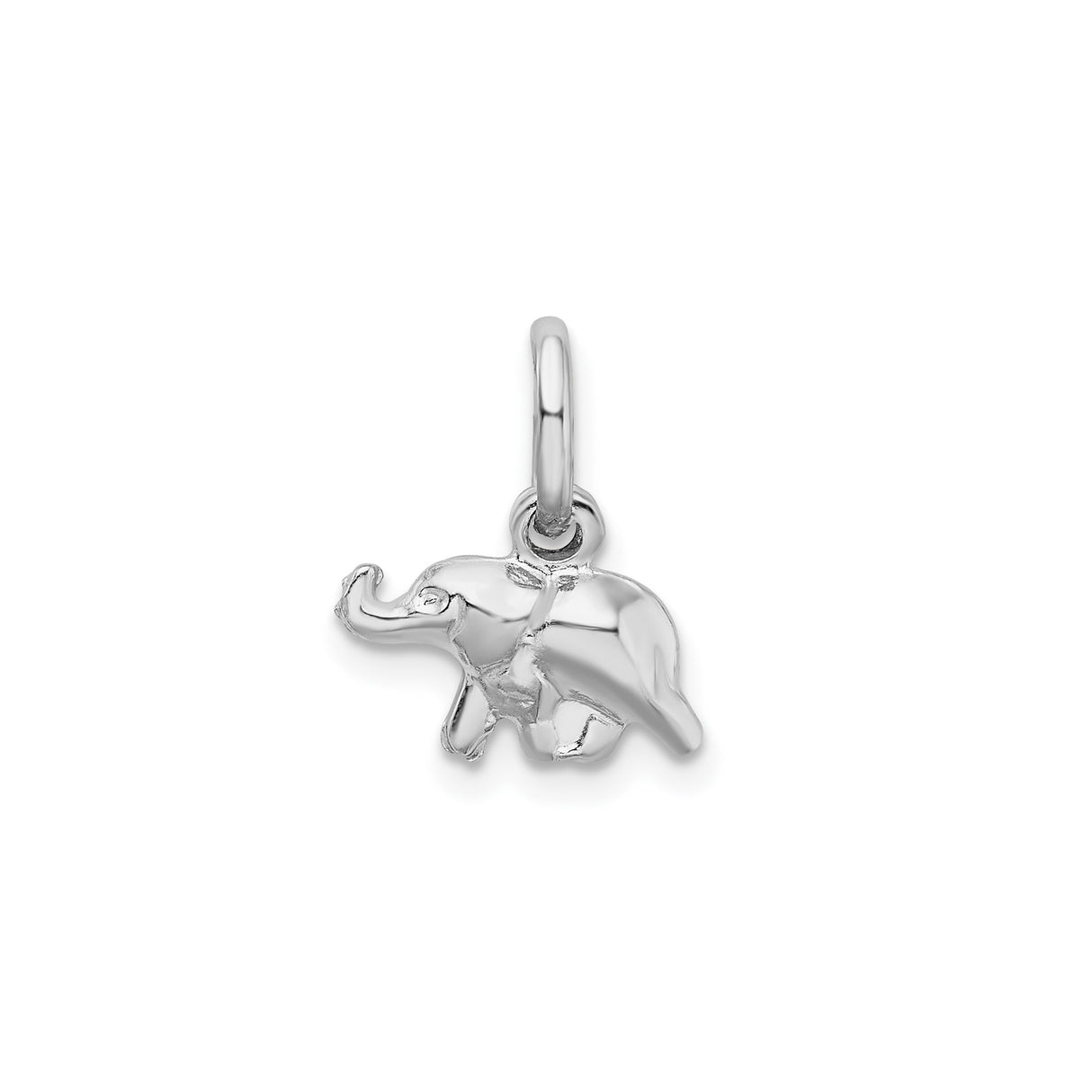Sterling Silver Elephant Pendant with Raised Trunk, Symbol of Strength and Wisdom