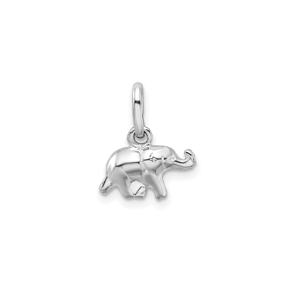 Sterling Silver Elephant Pendant with Raised Trunk, Symbol of Strength and Wisdom