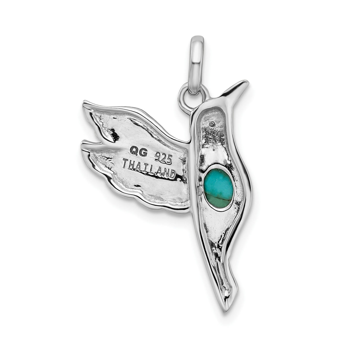 Sterling Silver Hummingbird Pendant with Turquoise, Nature Inspired Bird Jewelry for Women