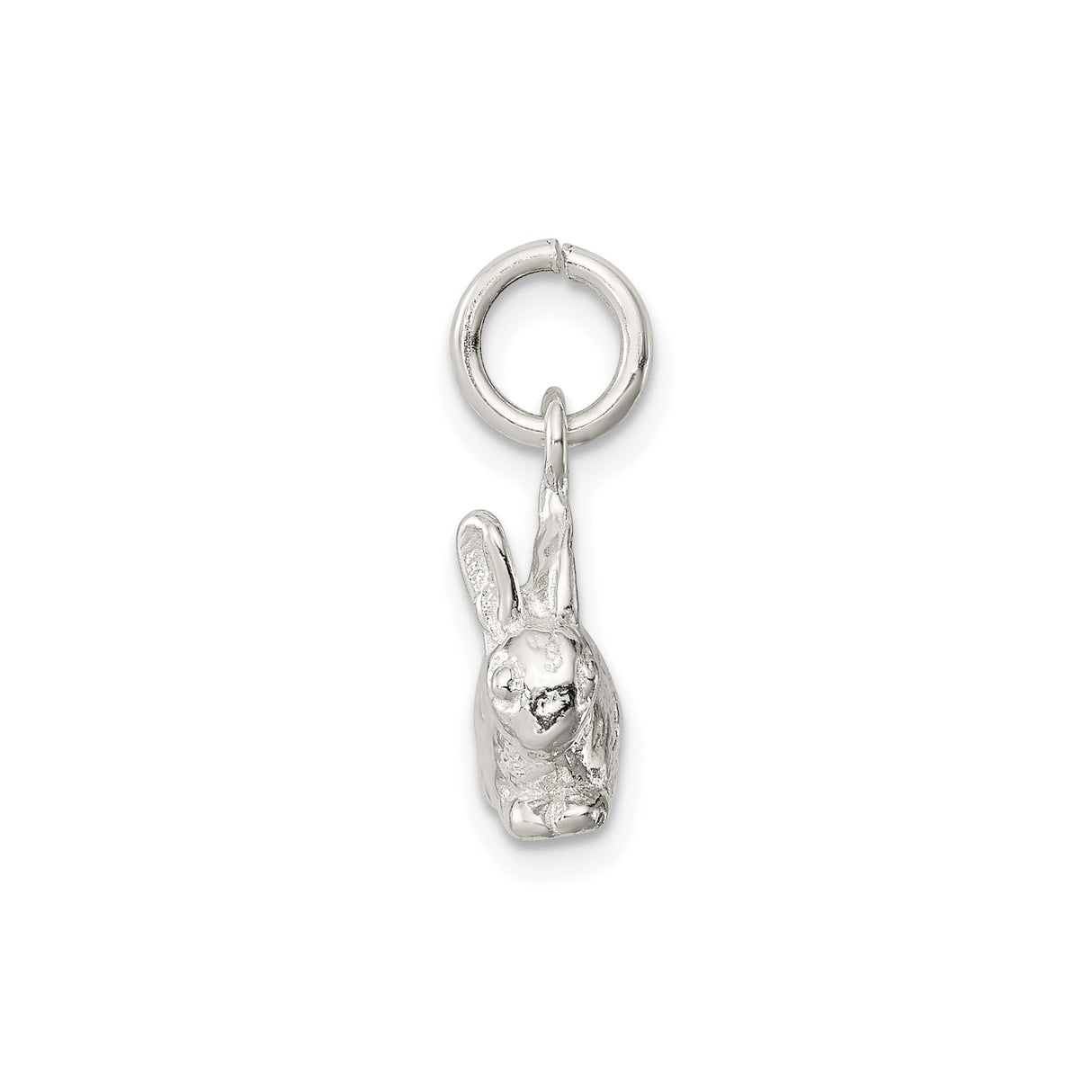 Sterling Silver Rabbit Charm Pendant, Lifelike Bunny Symbolizing Luck and Gentleness