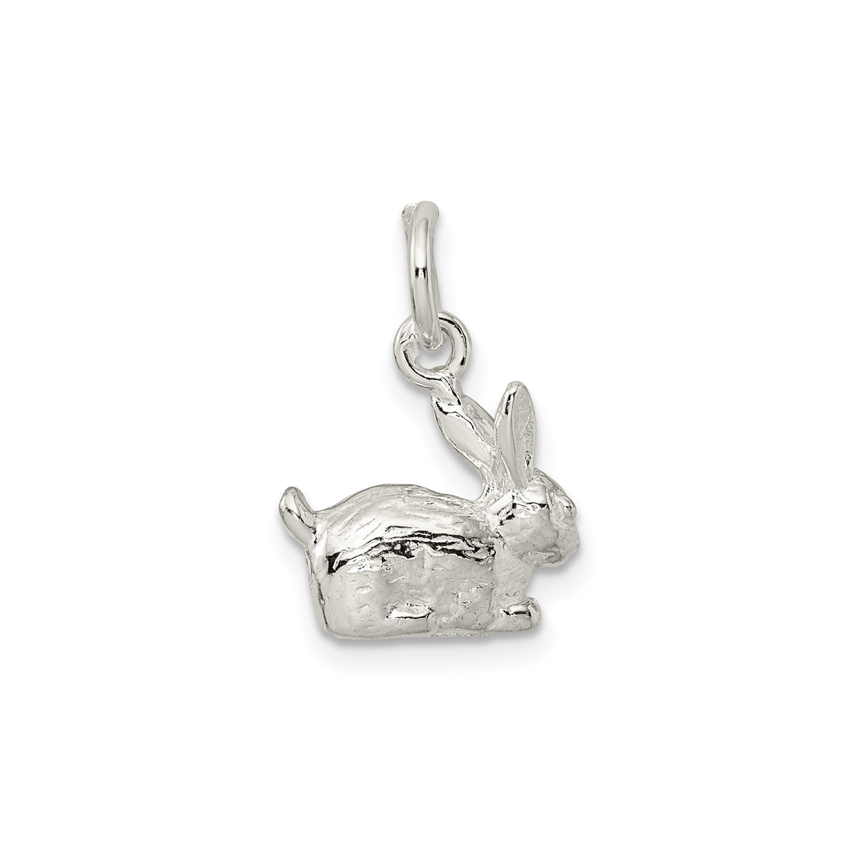 Sterling Silver Rabbit Charm Pendant, Lifelike Bunny Symbolizing Luck and Gentleness