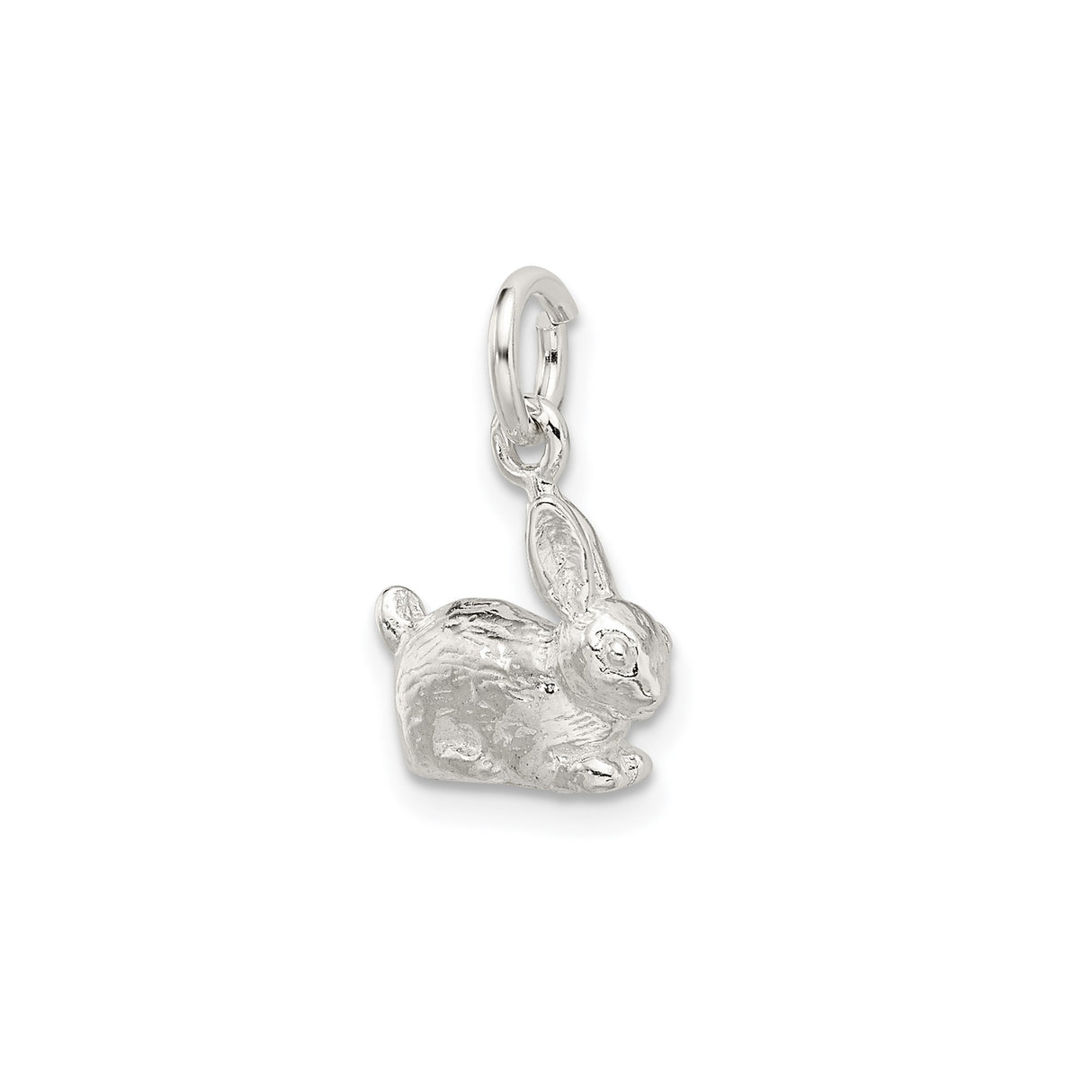 Sterling Silver Rabbit Charm Pendant, Lifelike Bunny Symbolizing Luck and Gentleness