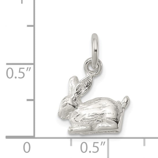 Sterling Silver Rabbit Charm Pendant, Lifelike Bunny Symbolizing Luck and Gentleness