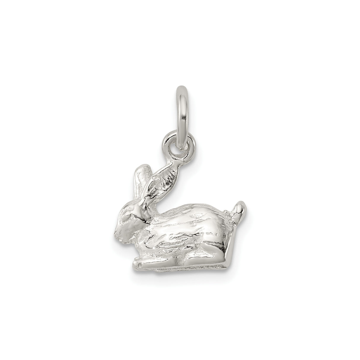 Sterling Silver Rabbit Charm Pendant, Lifelike Bunny Symbolizing Luck and Gentleness