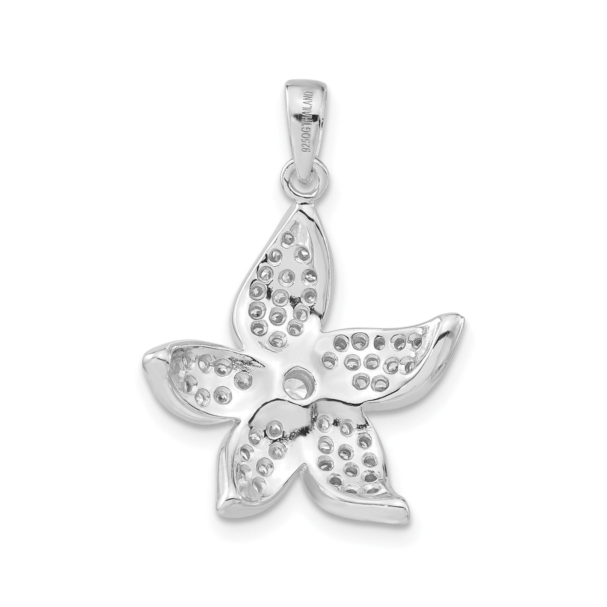 Sterling Silver Flower Pendant with Cubic Zirconia, Five Petal Design, Nature Inspired Jewelry
