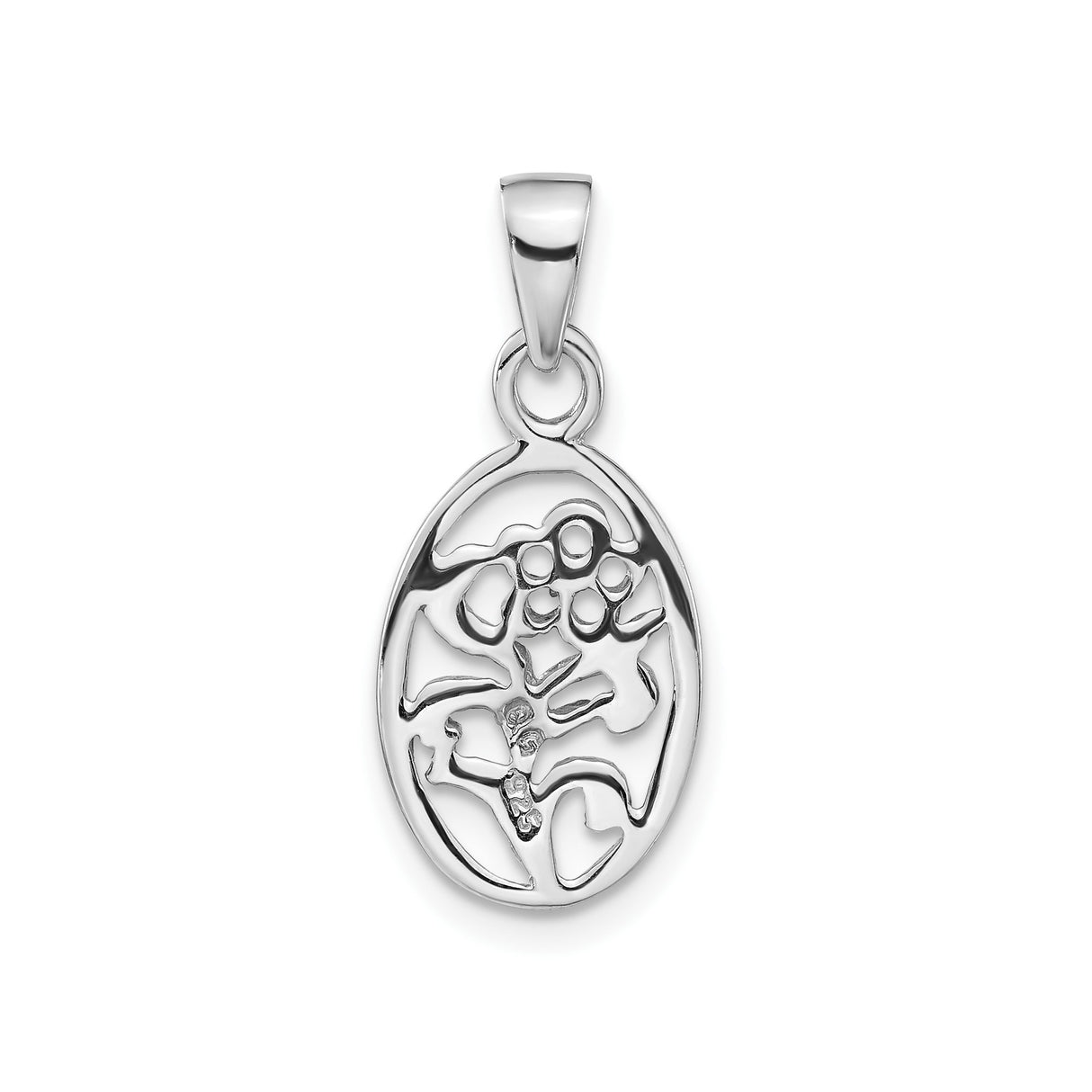Sterling Silver Flower Pendant with Openwork Floral Design for Women