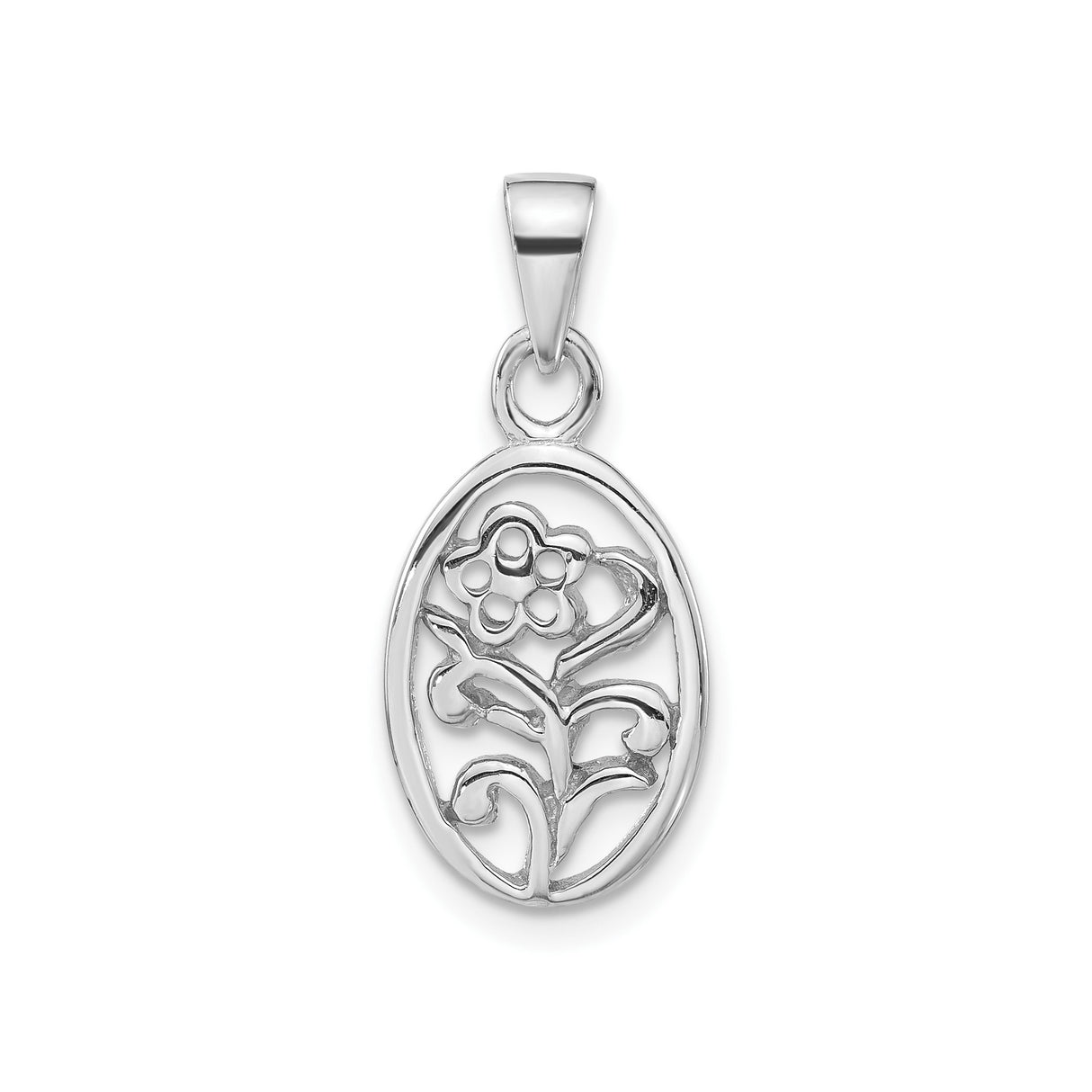 Sterling Silver Flower Pendant with Openwork Floral Design for Women