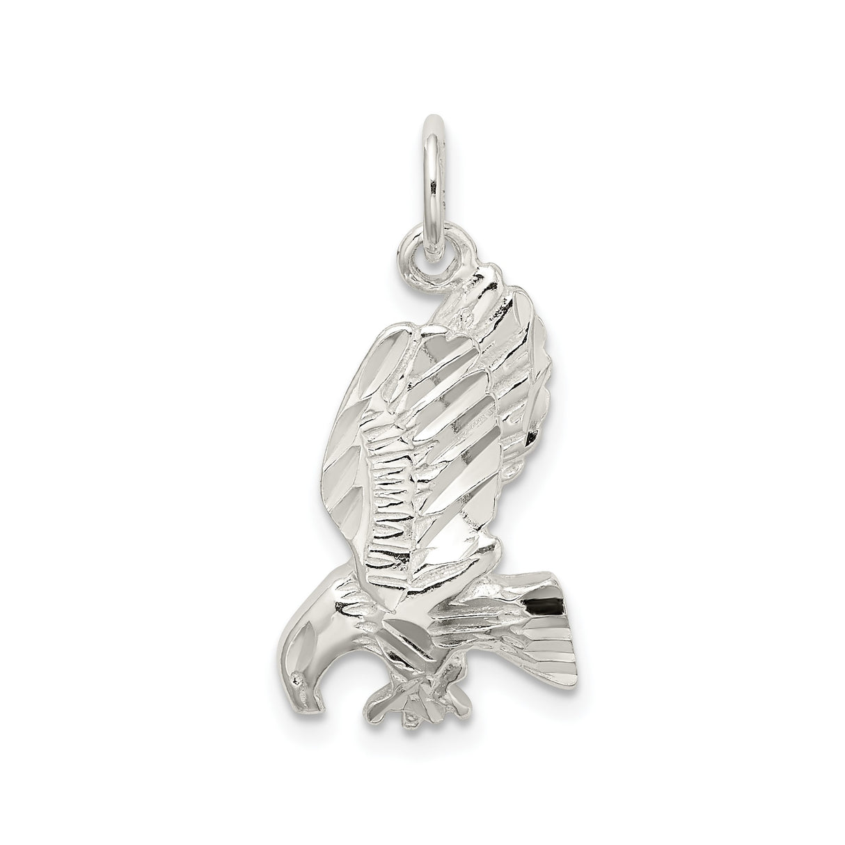 Sterling Silver Eagle Pendant with Outstretched Wings, Symbol of Freedom and Strength