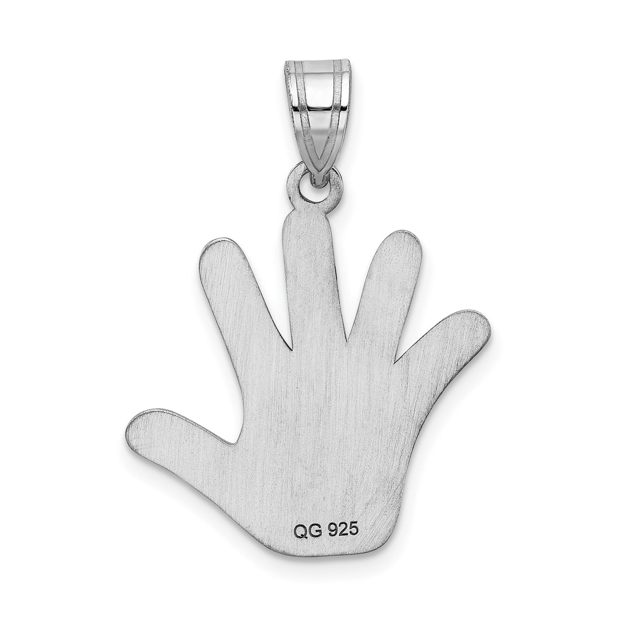 Sterling Silver Hand Pendant with Rainbow Enamel Fingers and Smiley Face Charm